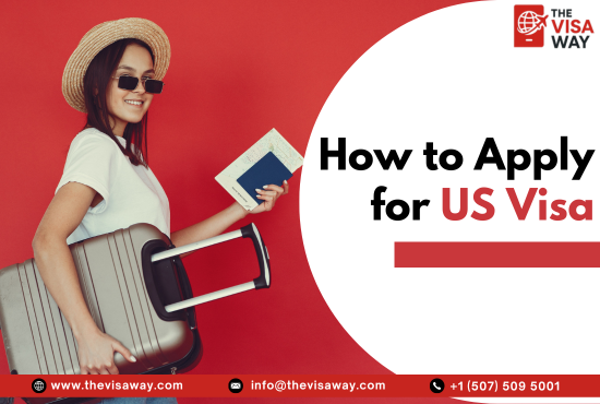 Woman holding passport and luggage representing how to apply for a US visa step-by-step