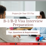 Applicant attending a B-1/B-2 visa interview at a US consulate